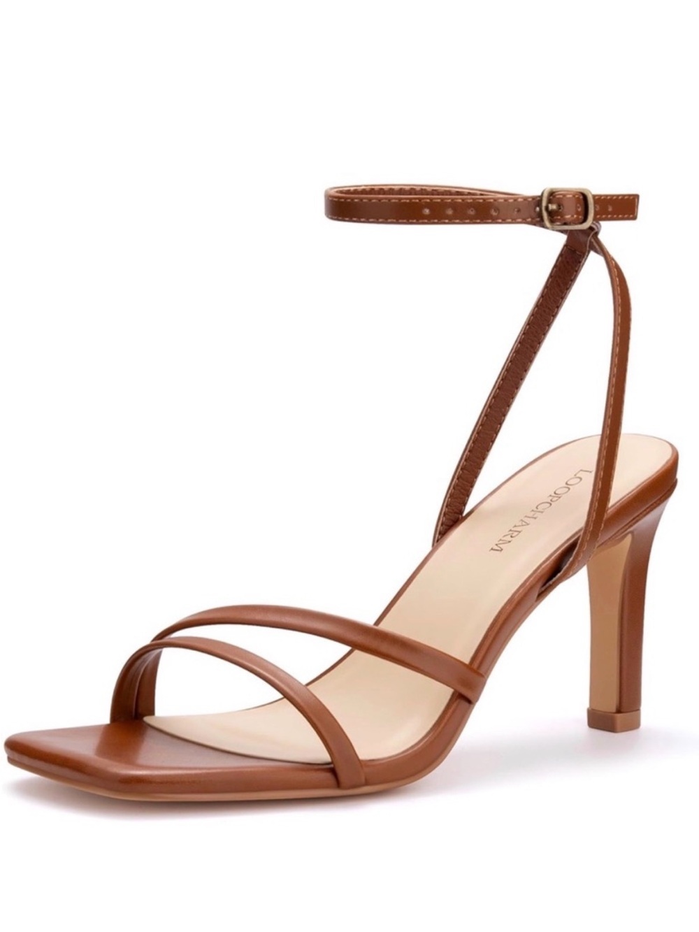 Womens Strappy High Heels Square Open Toe Ankle Strap Sandals